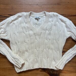 Madewell white cable cropped womens knit‎ sweater SIZE XS